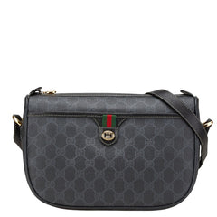 グッチ GGスプリーム オールドグッチ ショルダーバッグ 89.02.077 グレー ブラック PVC レザー レディース GUCCI 【中古】