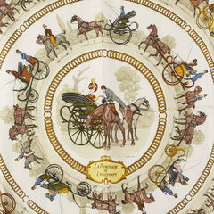 エルメス カレ90 LA PROMENADE DE LONGCHAMPS ロンシャンへの散歩 スカーフ レッド ゴールド マルチカラー シルク レディース HERMES 【中古】