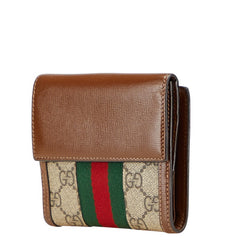 グッチ GGスプリーム シェリーライン ジャッキー 1961 二つ折り財布 658550 ベージュ ブラウン PVC レザー レディース GUCCI 【中古】