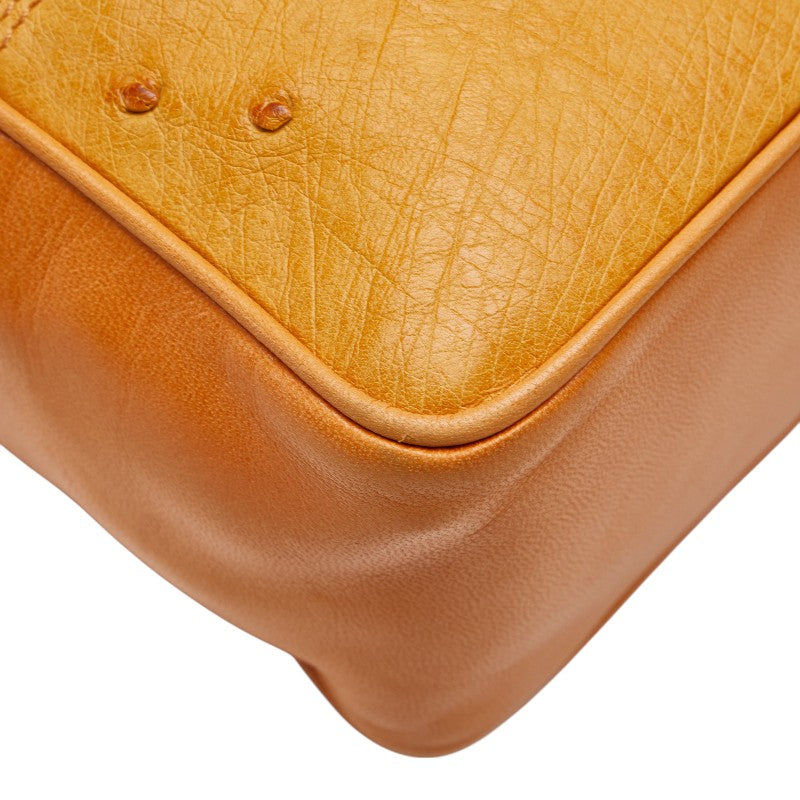 ロエベ 斜め掛け ミニショルダーバッグ ブラウン レザー オーストリッチ レディース LOEWE 【中古】
