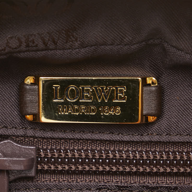 ロエベ 斜め掛け ミニショルダーバッグ ブラウン レザー オーストリッチ レディース LOEWE 【中古】