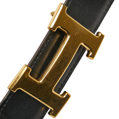 エルメス コンスタンス ベルト 75 ブラック ブラウン ボックスカーフ ヴォーエプソン レディース HERMES 【中古】