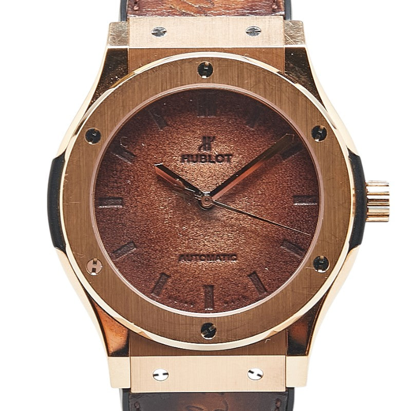 ウブロ クラシック フュージョン ベルルッティ スクリット 限定250本 腕時計 511.OX.0500.VR.BER16 自動巻き ブラウン文字盤 カーフ キングゴールド/KG メンズ HUBLOT 【中古】