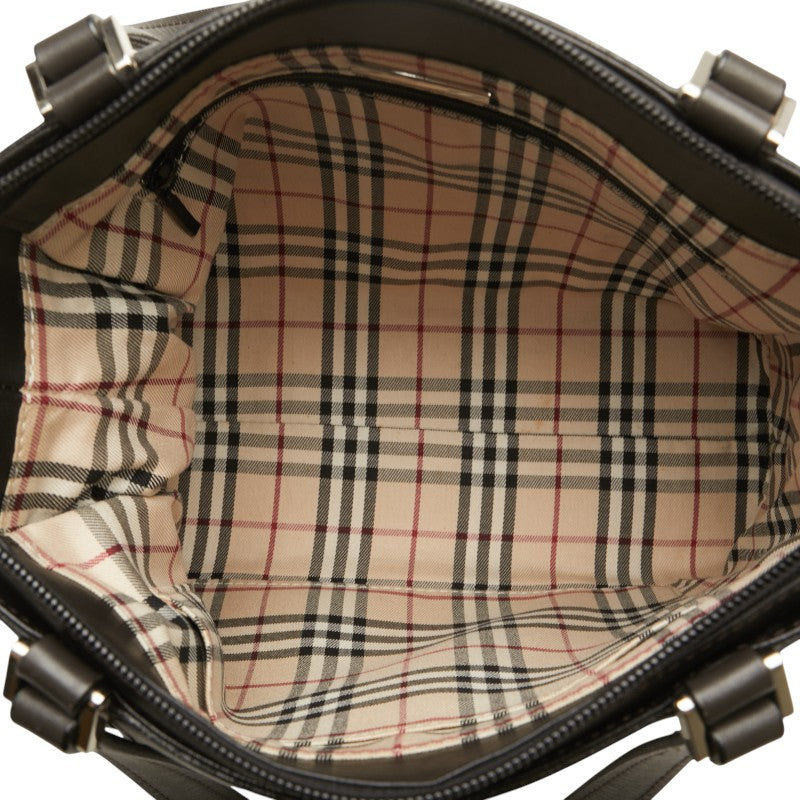 バーバリー 裏地ノバチェック ハンドバッグ ブラック レザー レディース BURBERRY 【中古】