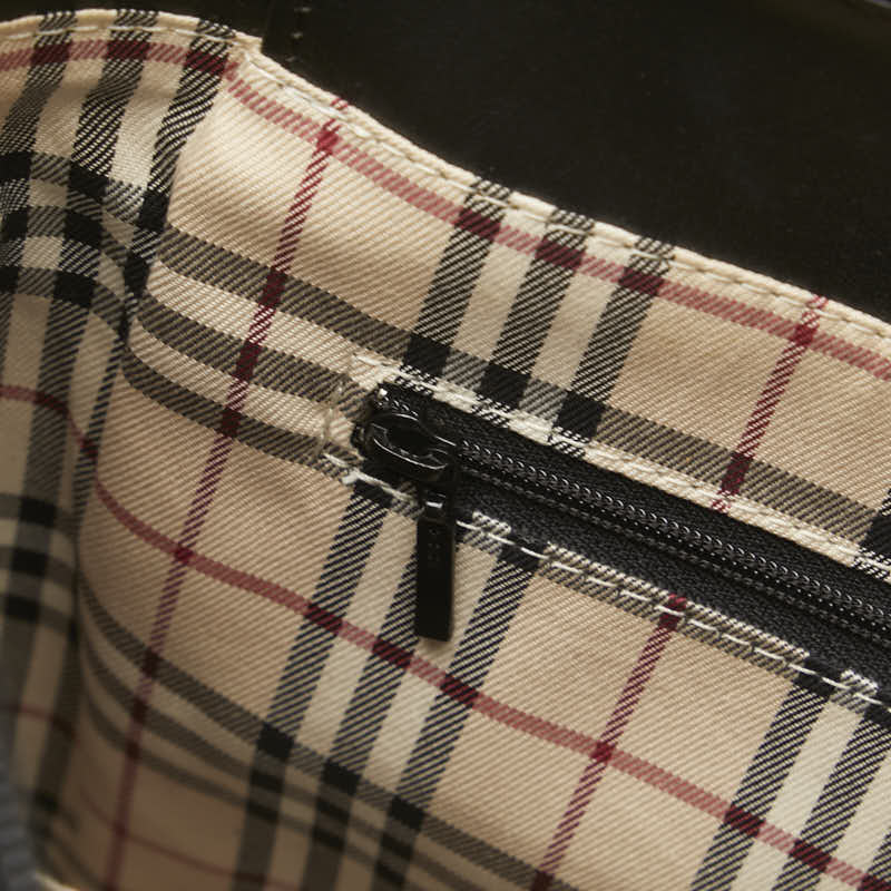 バーバリー 裏地ノバチェック ハンドバッグ ブラック レザー レディース BURBERRY 【中古】