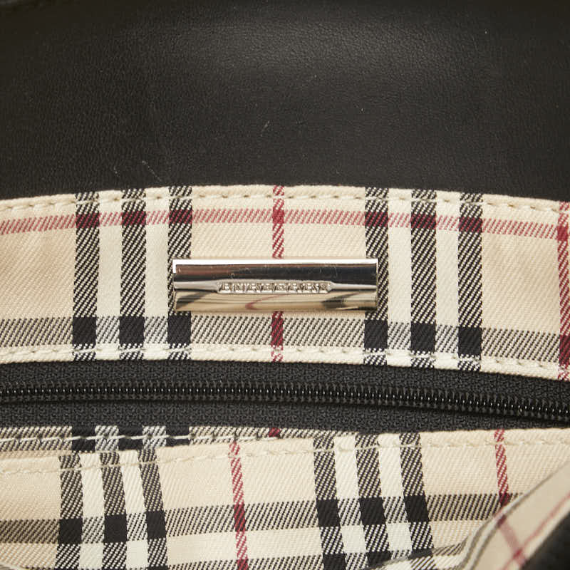 バーバリー 裏地ノバチェック ハンドバッグ ブラック レザー レディース BURBERRY 【中古】