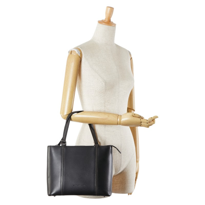 バーバリー 裏地ノバチェック ハンドバッグ ブラック レザー レディース BURBERRY 【中古】