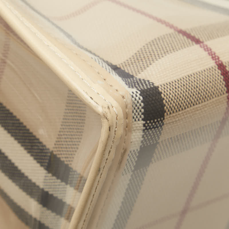 バーバリー ノバチェック トートバッグ ショルダーバッグ ベージュ ビニール レザー キャンバス レディース BURBERRY 【中古】