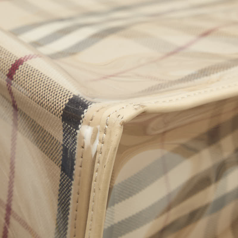 バーバリー ノバチェック トートバッグ ショルダーバッグ ベージュ ビニール レザー キャンバス レディース BURBERRY 【中古】