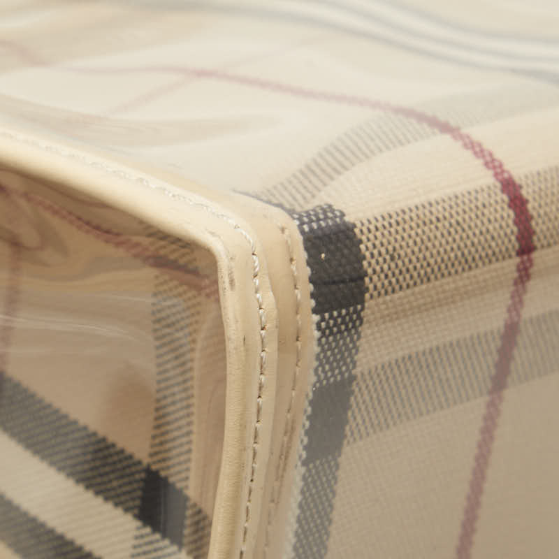 バーバリー ノバチェック トートバッグ ショルダーバッグ ベージュ ビニール レザー キャンバス レディース BURBERRY 【中古】