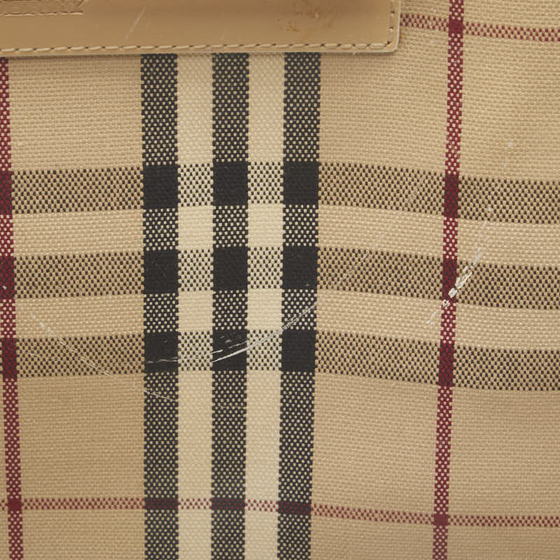 バーバリー ノバチェック トートバッグ ショルダーバッグ ベージュ ビニール レザー キャンバス レディース BURBERRY 【中古】