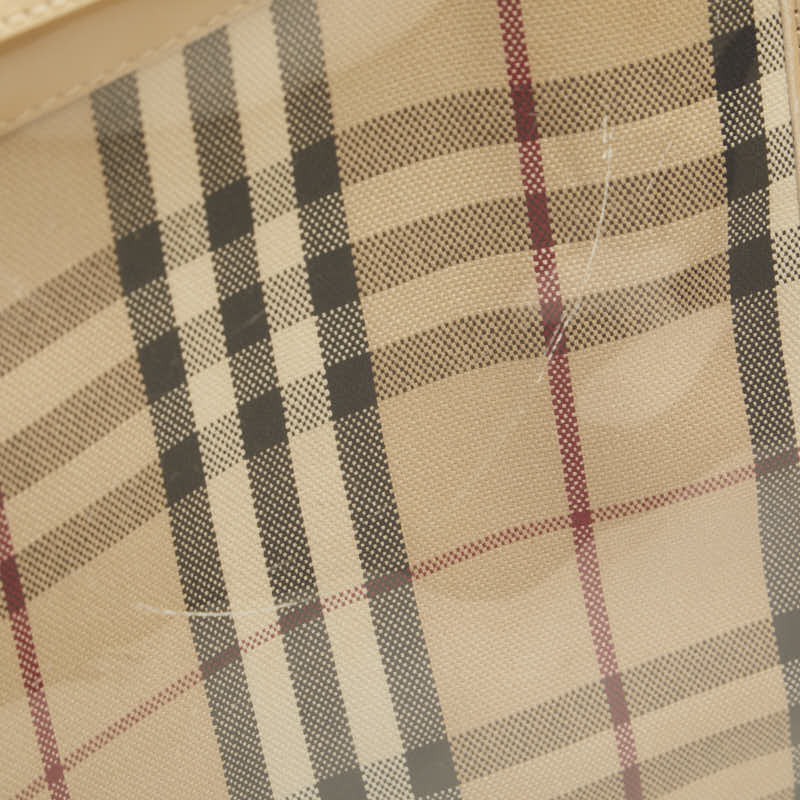 バーバリー ノバチェック トートバッグ ショルダーバッグ ベージュ ビニール レザー キャンバス レディース BURBERRY 【中古】