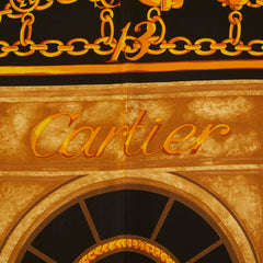 カルティエ マスト ドゥ カルティエ スカーフ ブラウン ブラック マルチカラー シルク レディース CARTIER 【中古】