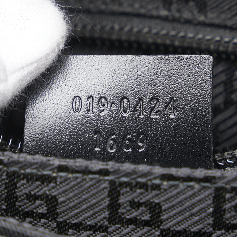 グッチ 斜め掛け ショルダーバッグ 019 0424 ブラック レザー ナイロンキャンバス レディース GUCCI 【中古】