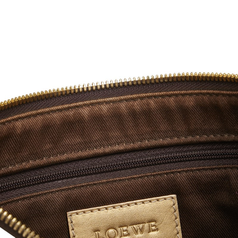 ロエベ アナグラム リピート 斜め掛け ショルダーバッグ ホワイト ゴールド PVC レザー レディース LOEWE 【中古】