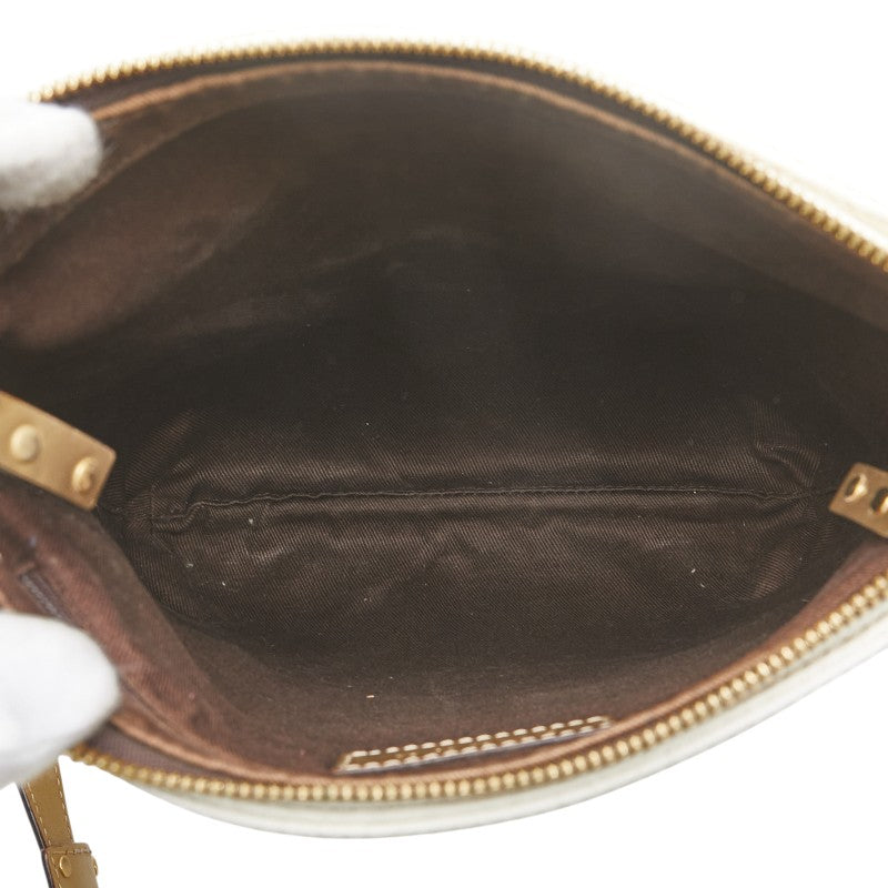 ロエベ アナグラム リピート 斜め掛け ショルダーバッグ ホワイト ゴールド PVC レザー レディース LOEWE 【中古】