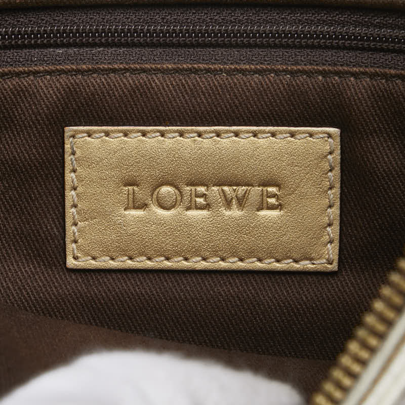 ロエベ アナグラム リピート 斜め掛け ショルダーバッグ ホワイト ゴールド PVC レザー レディース LOEWE 【中古】