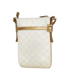 ロエベ アナグラム リピート 斜め掛け ショルダーバッグ ホワイト ゴールド PVC レザー レディース LOEWE 【中古】