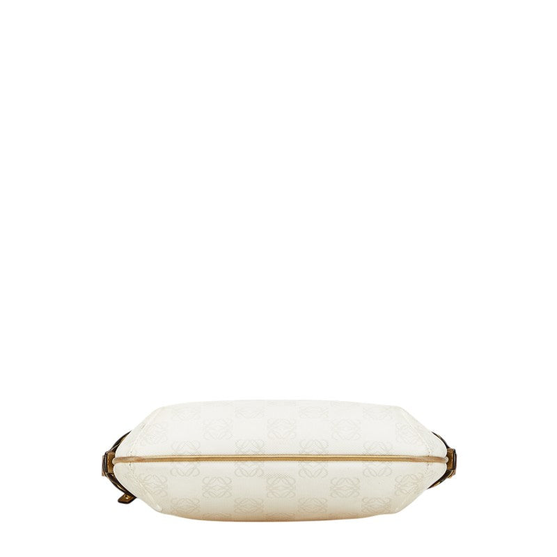 ロエベ アナグラム リピート 斜め掛け ショルダーバッグ ホワイト ゴールド PVC レザー レディース LOEWE 【中古】