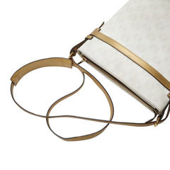 ロエベ アナグラム リピート 斜め掛け ショルダーバッグ ホワイト ゴールド PVC レザー レディース LOEWE 【中古】