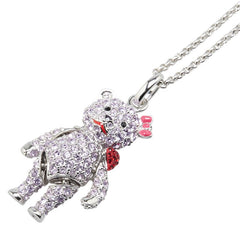 スワロフスキー テディベア クマ ハート ペンダントネックレス シルバー スワロフスキー メタル レディース SWAROVSKI 【中古】