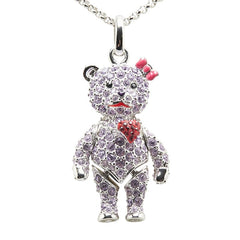 スワロフスキー テディベア クマ ハート ペンダントネックレス シルバー スワロフスキー メタル レディース SWAROVSKI 【中古】