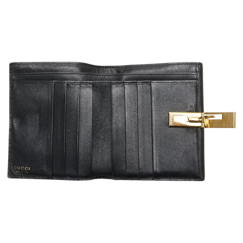 グッチ 三つ折り財布 ブラック レザー レディース GUCCI 【中古】