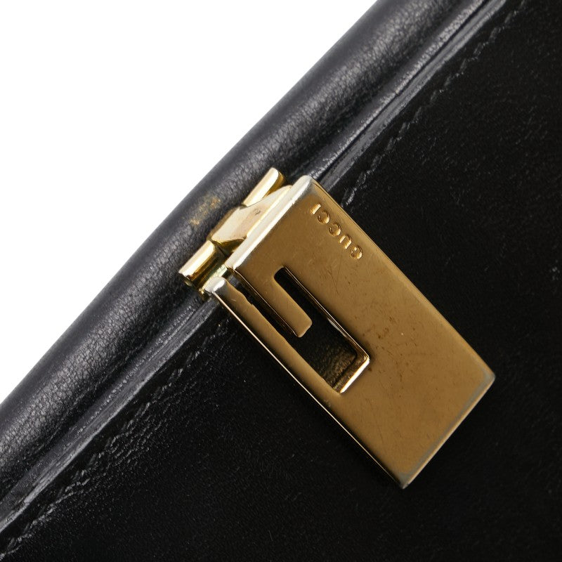 グッチ 三つ折り財布 ブラック レザー レディース GUCCI 【中古】