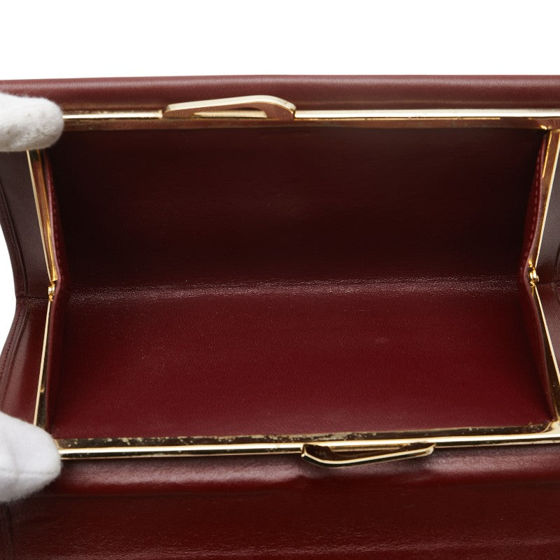カルティエ マストライン 長財布 ボルドー ワインレッド レザー レディース CARTIER 【中古】