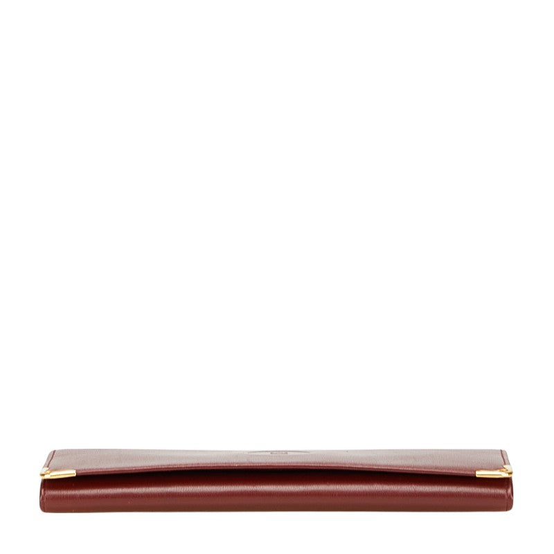 カルティエ マストライン 長財布 ボルドー ワインレッド レザー レディース CARTIER 【中古】