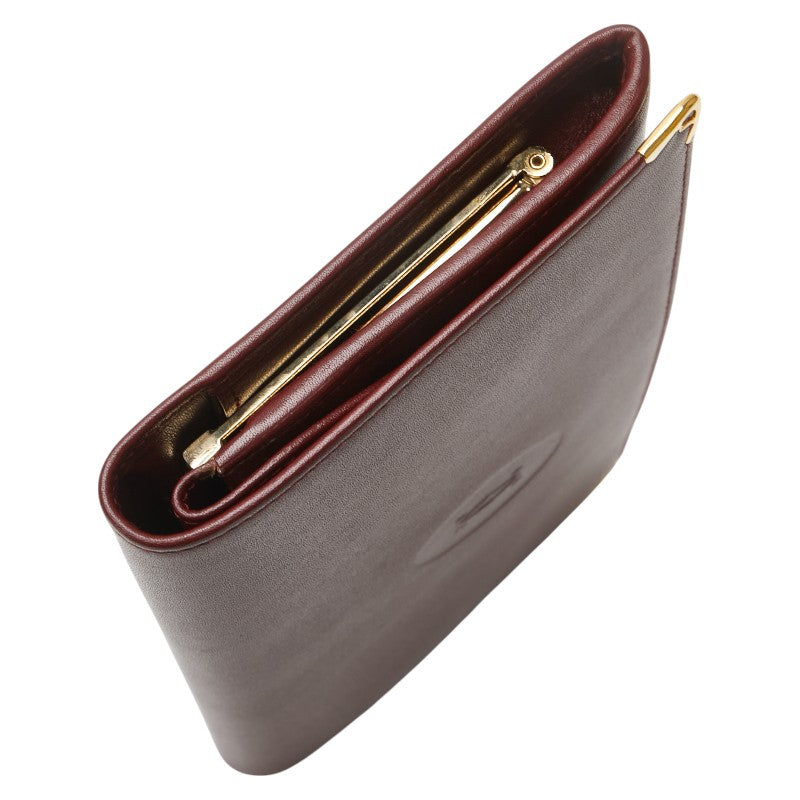 カルティエ マストライン 長財布 ボルドー ワインレッド レザー レディース CARTIER 【中古】