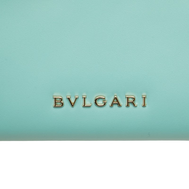 ブルガリ セルペンティ フォーエバー スネーク バイカラー 三つ折り財布 ライトブルー ブラウン レザー レディース BVLGARI 【中古】