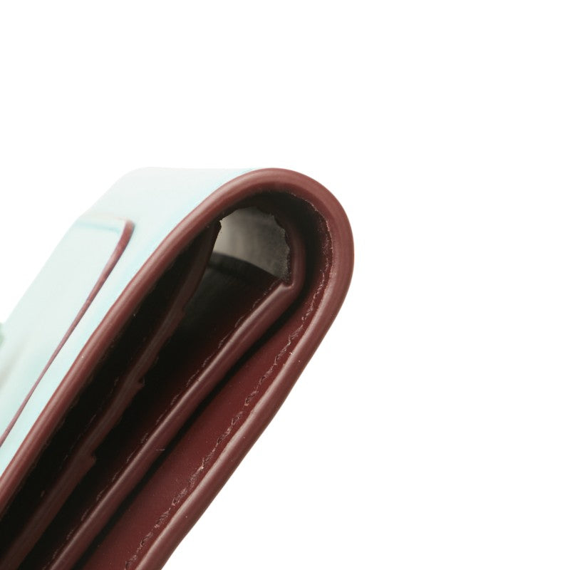 ブルガリ セルペンティ フォーエバー スネーク バイカラー 三つ折り財布 ライトブルー ブラウン レザー レディース BVLGARI 【中古】