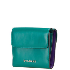 ブルガリ セルペンティ フォーエバー スネーク バイカラー 三つ折り財布 グリーン パープル レザー レディース BVLGARI 【中古】