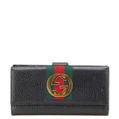 グッチ シェリーライン インターロッキングG Wホック 長財布 131864 ブラック レザー レディース GUCCI 【中古】