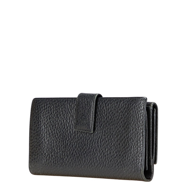 グッチ シェリーライン インターロッキングG Wホック 長財布 131864 ブラック レザー レディース GUCCI 【中古】