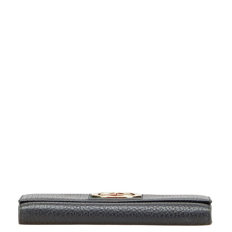 グッチ シェリーライン インターロッキングG Wホック 長財布 131864 ブラック レザー レディース GUCCI 【中古】