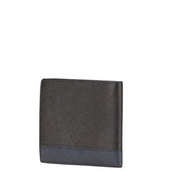 プラダ 二つ折り財布 ブラック ネイビー サフィアーノレザー メンズ PRADA 【中古】