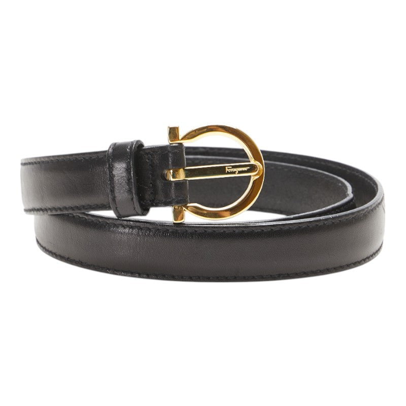 サルヴァトーレフェラガモ ガンチーニ ベルト 70 ブラック ゴールド金具 レザー レディース Salvatore Ferragamo 【中古】
