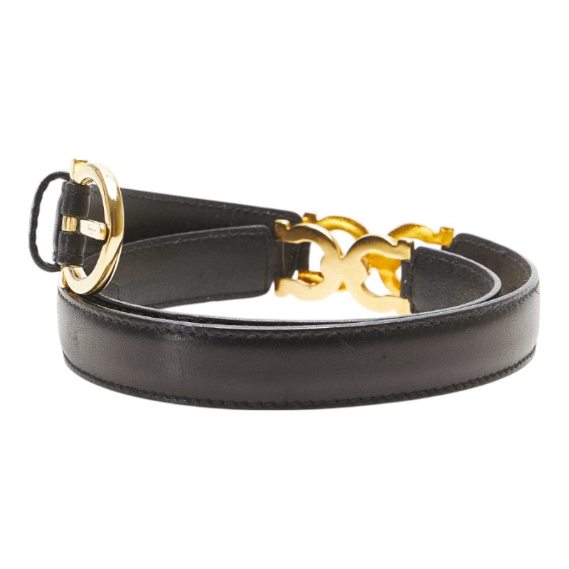 サルヴァトーレフェラガモ ガンチーニ ベルト 70 ブラック ゴールド金具 レザー レディース Salvatore Ferragamo 【中古】