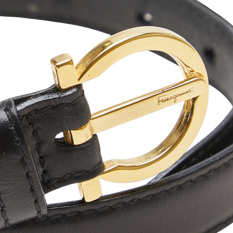 サルヴァトーレフェラガモ ガンチーニ ベルト 70 ブラック ゴールド金具 レザー レディース Salvatore Ferragamo 【中古】