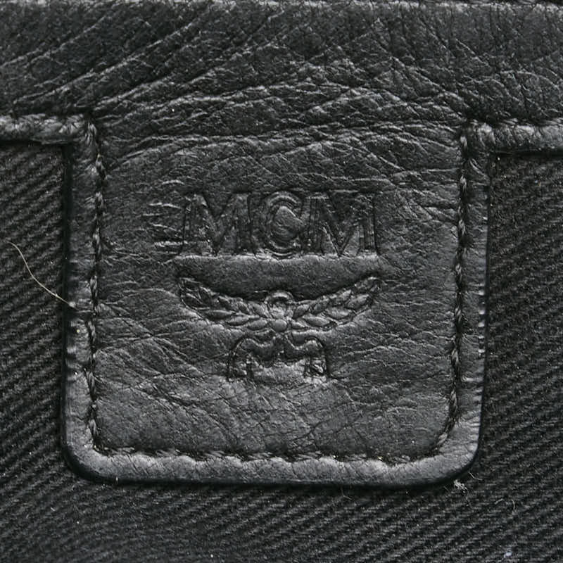 エム シー エム ロゴプレート リュック バックパック ブラック レザー レディース MCM 【中古】