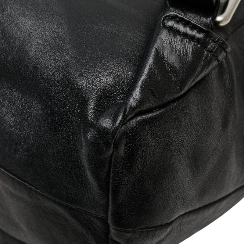 エム シー エム ロゴプレート リュック バックパック ブラック レザー レディース MCM 【中古】