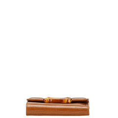 グッチ バンブー 三つ折り財布 112536 ブラウン レザー レディース GUCCI 【中古】