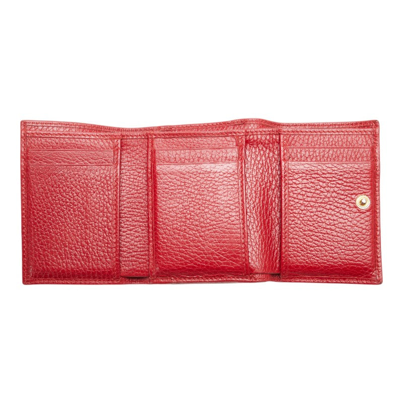 グッチ GGマーモント 三つ折り財布 コンパクトウォレット 474746 レッド レザー レディース GUCCI 【中古】