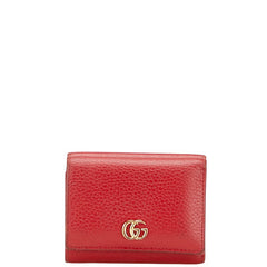 グッチ GGマーモント 三つ折り財布 コンパクトウォレット 474746 レッド レザー レディース GUCCI 【中古】
