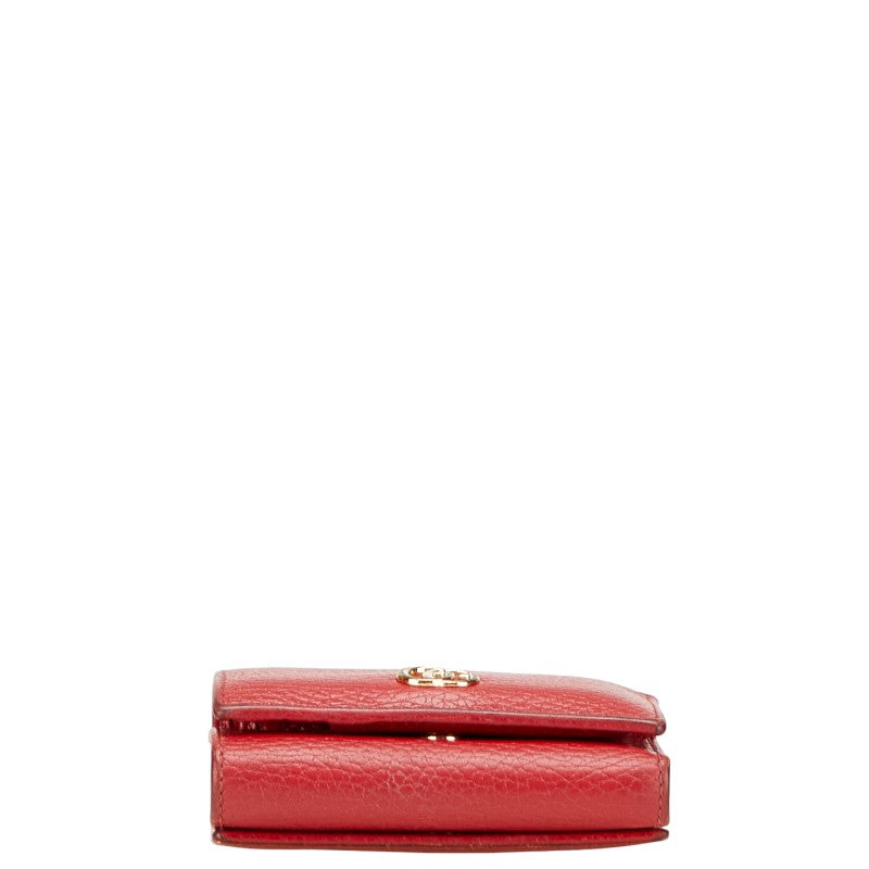 グッチ GGマーモント 三つ折り財布 コンパクトウォレット 474746 レッド レザー レディース GUCCI 【中古】