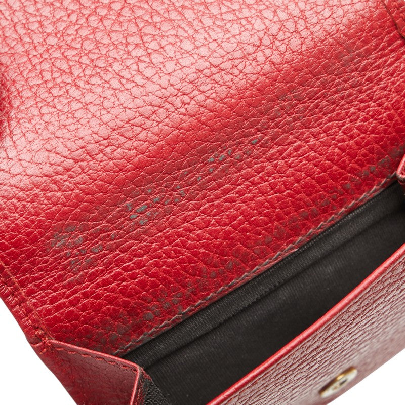 グッチ GGマーモント 三つ折り財布 コンパクトウォレット 474746 レッド レザー レディース GUCCI 【中古】