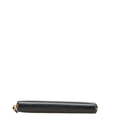 プラダ 三角ロゴプレート ラウンドジップ 長財布 ブラック ゴールド金具 サフィアーノレザー レディース PRADA 【中古】