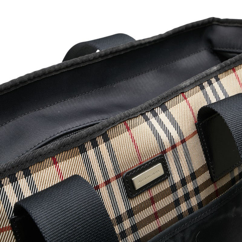 バーバリー ノバチェック トートバッグ ショルダーバッグ ブラック ベージュ ナイロン キャンバス レディース BURBERRY 【中古】